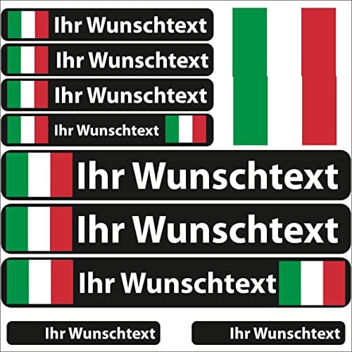 INDIGOS UG Fahrrad Aufkleber Italien - 13 Fahnenaufkleber glatt - Sticker selbst gestalten - Fahrrad - Auto - Motorrad - Namensaufkleber wasserfest personalisiert - Wunschtext