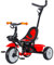 Kinderdreirad mit Bremse, Schiebestange, klappbaren Pedalen, Kinderwagen, geeignet für Kinder von 0-5 Jahren-75 * 50 * 87cm (Schwarz und rot)