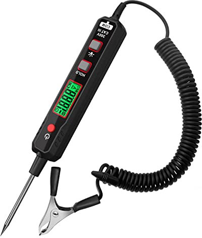 KAIWEETS Penna di Tester Intelligente per Auto, Sonda Elettricisti Con Tensione DC Retroilluminata da 0,8V-100V, Luce di Prova Automobilistica Digitale con Torcia, Tester Automatico Batterie