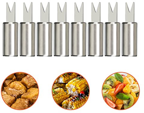 SENZEAL 8 Piezas Pinchos Mazorcas Maiz de Acero Inoxidable Soporte para Mazorcas de Maíz Pinchos para Mazorcas para Barbacoa Camping Picnics Fiestas Utensilio de Cocina Plata