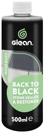GLEAN Black Stone Restorer & Sealer | BLACK | 500ml | Impregnating Patio Sealer Restores Colour Of Faded Black Limestone, Slate, Marble & Concrete | Interior & Exterior Sealant