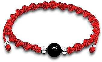 arana's - Bracciale filo rosso del destino con pietra onice - Argento sterling 925 - Amuleto protezione malocchio, buona fortuna - Regali originali per donna, uomo - Bracciale tibetano fatto a mano,