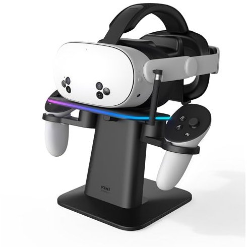 KIWI design Charging Dock for Meta Oculus Quest 3S/Quest 3/Quest 2/Quest Pro Accessories, Meta Officially Co-Branded, RGB Vertical Charging Stand and Controller Holder