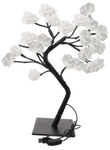 DOITOOL 1 Stk Rosafarbene Tischlampe Baum Lampe Beleuchteter Blumenbaum Rose Schreibtischlampe Geführter Bonsai-baum Kirschbaum Licht Led- Pvc Fräulein Baumform Weiß