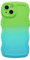 ZCDAYE Compatible with iPhone 11, Cute Neon Rainbow Gradient Color Curly Wave Frame Camera Protection Soft TPU Shockproof Case Cover for iPhone 11 (6.1 inch), Green&Blue