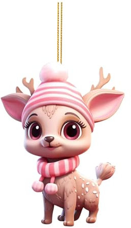 Weihnachtsdeko Rosa Deko Baby Drache Anhänger Weihnachten Funny Dinosaur 2D Acryl Lustige Weihnachtskugel Katze Cute Deko Christmas Ornaments Tannenbaumschmuck Weihnachtsbaumschmuck Figuren