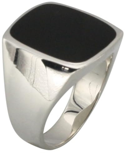 Massiver Siegelring aus Silber 925 mit Onyx, Größe:64 (20.4 mm)