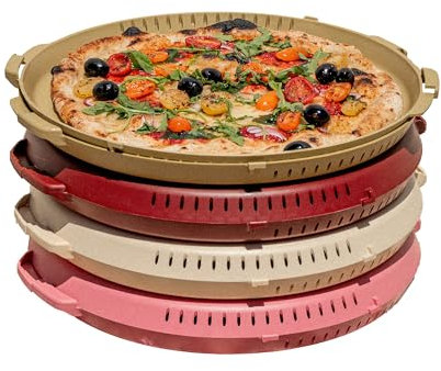 PIZZycle Pizzakarton Mehrweg Pizza Aufbewahrungsbox stapelbar (4er Pack) - wärmeisolierend - Pizzabox passend für Pizza bis 33x33 cm - Pizza Mehrwegverpackung - Pizza Box mit Deckel (Mixed)