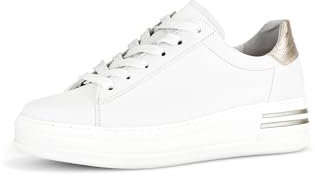 Gabor Damen Low-Top Sneaker, Frauen Halbschuhe,Leichte Mehrweite (G),schnürschuhe,schnürer,Plateausohle,Offwhite/Platino,44 EU / 9.5 UK