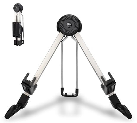 GUITTO Gitarrenständer, elektrisch und akustisch, bodenstehender Halter für Gitarre, Bass, Banjo, Cello – tragbar, zusammenklappbar, kleines A-Rahmen-Design GGS-03