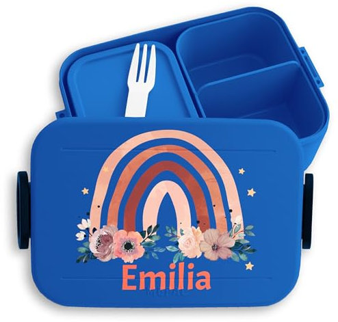 Kinder Bento Box Midi Lunchbox für Mepal Bentobox - Brotdose Regenbogen Vesperbox Rainbow Jausenbox I - 900 ml - Blau - brotbüchse mädchen schule personalisierte vesperdose personalised