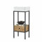 Loberon Waschtisch Maeva, Industrial-Style mit historischem Touch, Mattes Gestell, Badmöbel, Tannenholz, Edelstahl, Keramik, schwarz/weiß/braun