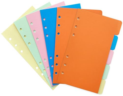 DY.2ten Ordner Trennblätter A6 6 Loch, 10 Blätter/2 Sets Register Index Teiler, Farbige Blanko für Ringbuch, Notizbuch, Planer