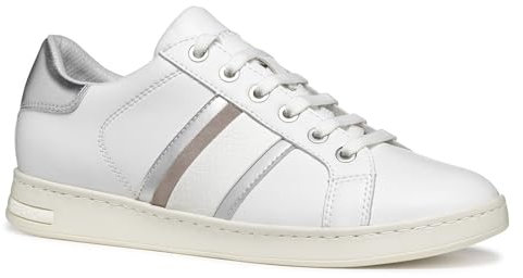 Geox D Jaysen E, Scarpe da Ginnastica Donna, White/Silver, 38 EU