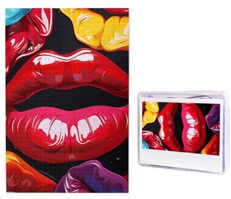 Colorful Lips Jigsaw Puzzles 1000 Pieces Wooden Puzzle Personalized Photo Puzzle For Adults Picture Puzzle Custom Puzzle Wedding Puzzle For Birthday Valentines Day Anniversary
