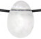 Véritable pendentif en cristal de roche en forme de goutte avec ruban en coton ciré - Pierre de tambour percée - Fermeture rotative en acier inoxydable