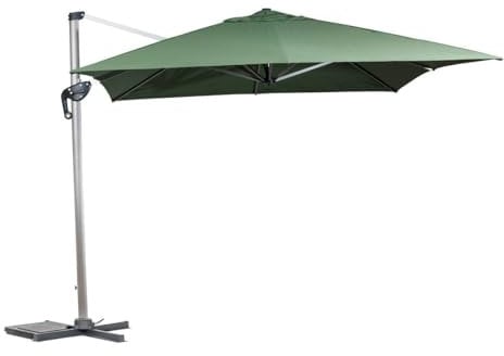 Hespéride - Parasol Déporté Rectangulaire Équador Vert Olive 4 x 3 m Anti-Rouille Inclinable Rotation 360° Protection Soleil pour Jardin, Terrasse