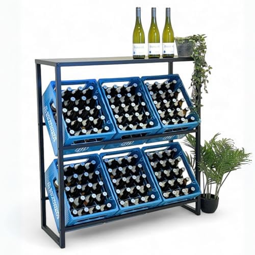 DanDiBo Getränkekistenregal 6 Kisten mit Ablage Getränkeregal 96435 Kistenregal Schmal Metall Stehend Bierkistenregal 100 cm Kastenständer (6 Kisten Breite 100 cm)
