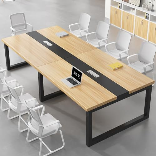CGHAZLJ Rechteckiger Konferenztisch für 12 Personen mit Metallbeinen, ideal für das Home-Office oder den Besprechungsraum