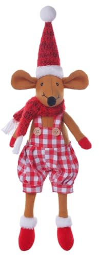 Huvqianu Christmas Mice, Stuffed Christmas Mice, Long-Legged Plush Mice, Plaid Fabric Mice, Holiday Decorations, Christmas Plush Mice, Plush Christmas Dolls, Christmas Mice for Mantels