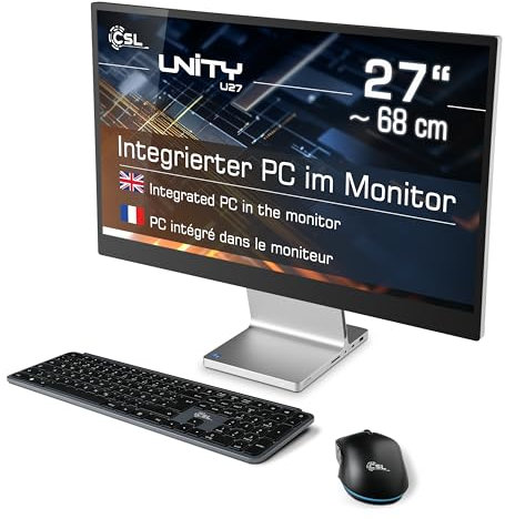 All-in-One-PC CSL Unity U27 Windows 11 Home – Leistungsstarker AIO, 27 Zoll Full HD IPS Display, Intel Core i5-1235U CPU 4400 MHz Turbo, 1000 GB M.2 SSD, 96 GB DDR5-RAM, USB 3.2, BT 5.2, AX WLAN