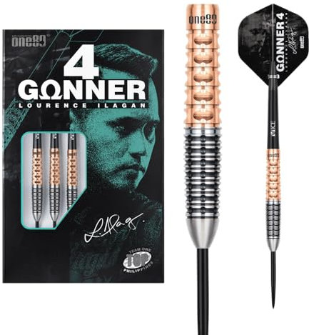 ONE80 Steel Dart Lourence Ilagan The Gunner 4 VHD Schwarz/Rosegold 90% Tungsten Steeltip Dart Steeldarts – Präzision, Innovation und Vielseitigkeit für Profispieler (22 Gramm)