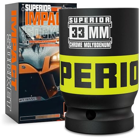 KIRXST 1 Inch Drive Deep Impact Socket 33mm Metric Jumbo Socket, Axle Nut Sockets for Car Wheel Hub Nuts, Trucks, Large Construction Machinery and Equipment
