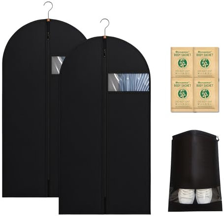 2 stück kleidersack+1 stück Schuhbeutel+4 Trockene Beutel，kleidersäcke，kleidersack 120， anzug，kleidersäcke mottensicher，mit reißverschluss，garment bag，kleiderhülle