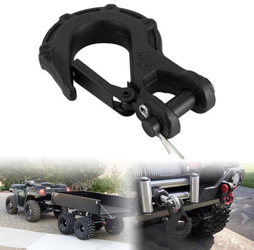 Crochet d'attelage remorque 3/8 avec Manille à Anneau en D - Crochet de treuil Robuste pour remorquage et récupération, adapté aux Voitures, camions, quads, VUS et véhicules Tout-Terrain.