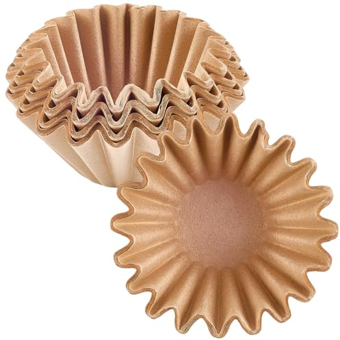 CREATCABIN 100 Pack Cup Basket Coffee Filters Flat Bottom Paper Filters Flowers for Drip Coffee Makers Unbleached Coffee Strainers Paper Brew Basket For 1-4 Cups Home Office Use 4.5 x 1.77 Inch