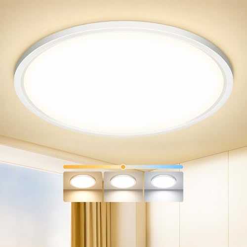 Tyreses LED Deckenleuchte Flach Rund, Modern Lampe Decke, Ø40cm