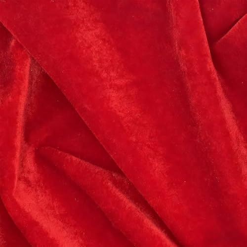 Pannesamt Stoff Meterware 2M x 155cm, Roter Samtstoff Velvet Dekostoff Meterware für Vorhänge Gardinen Tischdecke Sofabezug