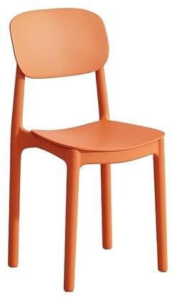 VZXATYOP Moderne Stapelbare Premium-Kunststoffstühle Mit Quadratischer Rückenlehne Zeitgenössische, Geformte Kunststoff-Stapelstühle for Esszimmer(Orange)