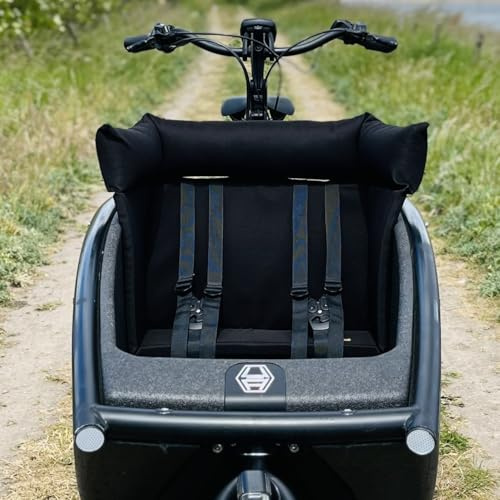 Studio Vollebak Lastenrad Kissen für Kinder – Sitzpolster für Lastenfahrrad, passend für Urban Arrow Family & FamilyNext – Fahrrad Kindersitz Polster - Schwarz