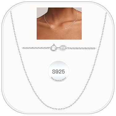 FUNEIA Sterling Silberkette Damen 925 Ohne Anhänger Wasserfest Silber Kette | 1.1/1.3mm Breite Glänzende Halskette Kordelkette Silberne Schmuck Geschenke für Frauen Mama 40cm/45cm/50cm/55cm