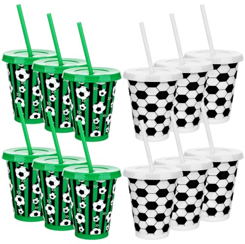 Kklolai Set di 12 bicchieri da 473 ml, riutilizzabili in plastica, tazze con coperchi e cannucce, per feste di compleanno pic-nic riunioni