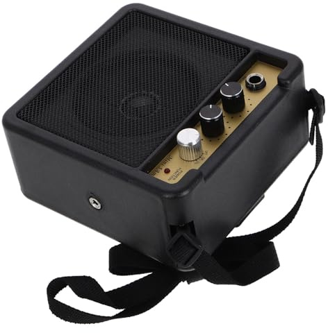 HANABASS Amplificatore per Chitarra Elettrica Portatile 5w Nero Costruzione Robusta e Suono ad Alta Fedeltà, Mini Amplificatore per Basso senza Batteria
