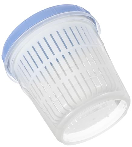 SOESFOUFU Tarro de Fermentación de PP con Colador y Tapa Hermética Azul | Diseño de Drenaje, Inserto Colador Extraíble, Conserva Aceitunas y Fruta, Almacenamiento para Cocina