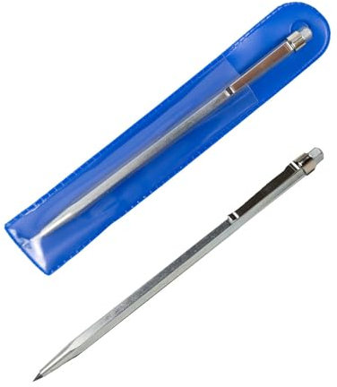 Forum Reißnadel mit Hartmetallspitze, 150 mm (Anreißnadel Anreißstift Werkzeug), Mit fester HM-Spitze, Sechskantform, Vernickelt, Mit Ansteckclip