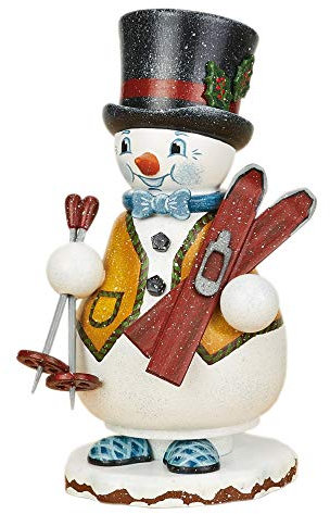 Hubrig Neuheit 2014 - Räucherwichtel Schneemann Skilehrer, 14cm, Erzgebirge