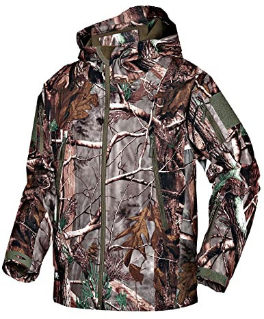 Kelmon Uomo Tattico Softshell Giacca Multifunzionale Outdoor Camouflage Militare Pile Fodera Impermeabile Antivento Calda Cappuccio Cappotto