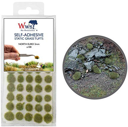 War World Scenics 2mm Nord-Europäische Selbstklebende Statische Grasbüschel x 100 - Modellbau Modellbahn Landschaftsbau Diorama Miniatur Tabletop Spiele Wargame Modelleisenbahn Geländebau