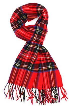 Achillea Herren Achi-Kaschmir Kaschmirschal, Rotes Tartan-Muster, 12 W x 72 L
