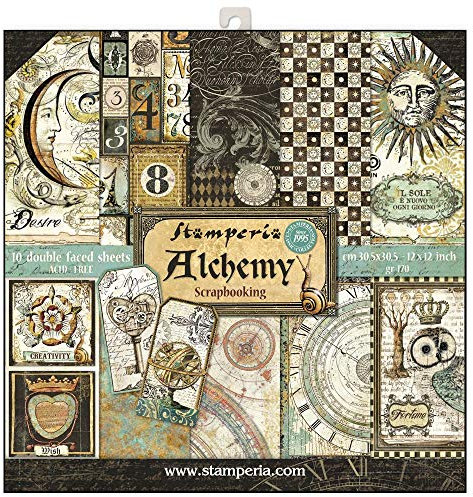 STAMPERIA SBBL34 Papierblock 10 Blätter doppelseitig Alchemie, Papier, Mehrfarbig, 30.5 x 30.5 (12 x 12)