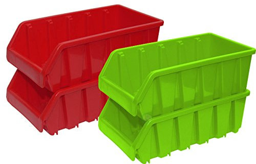 Set of 4 Plastic Storage Stacking Bins