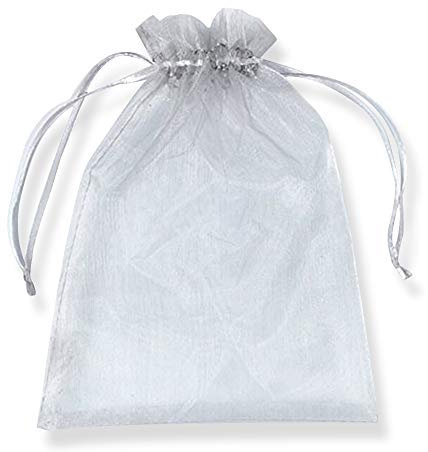 PLECUPE Lot de 100 sacs en organza avec cordon de serrage, 20 x 30 cm, couleur pure, couleur claire, lavande séchée, fleurs