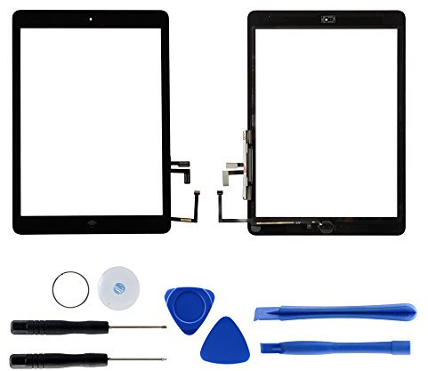 Digitizer - Vetro di ricambio del touch screen per iPad Air 1 A1474, A1475 T con strumenti e adesivo
