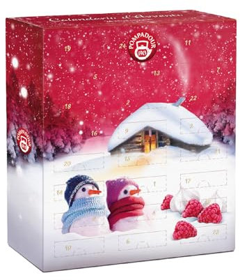Pompadour Calendario d'Avvento, Infusi e Tisane Assortite, 25 Bustine, Ideali per le Fredde Sere di Inverno, Senza Lattosio, Senza Glutine e Allergeni, Vegan, 400 g