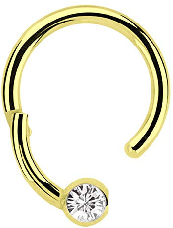 Piercing Ring BCR Gold, Clicker 1,2 x 8 mm mit 3 mm Steinkugel in klar