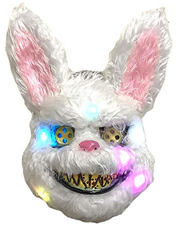 Queta Halloween Máscara Conejo LED, Máscara Sangrienta Monstér Máscara Terror para Halloween Carnival Fiestas Disfraces